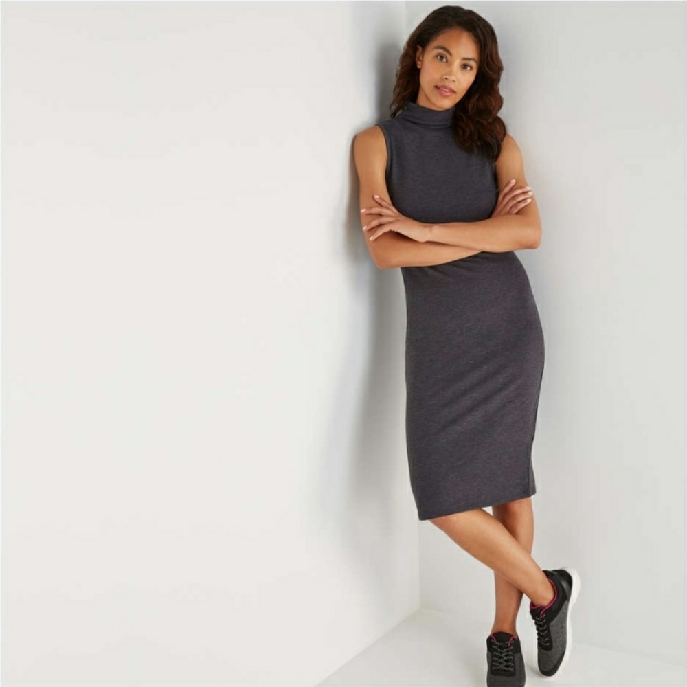 Sleeveless Funnel Neck Dress